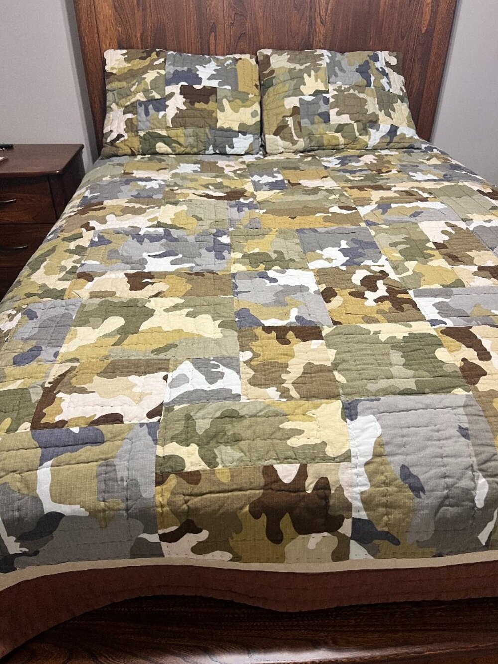 Pottery Barn Teen Camo Queen Quilt & 2 matching standard shams